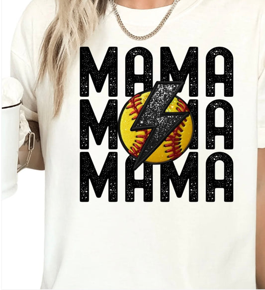 Mama- softball lightning bolt